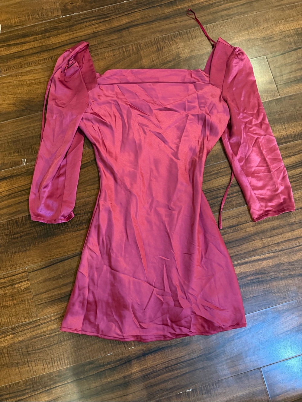 Lush Satin Square-Neck Mini Dress in Rose Pink